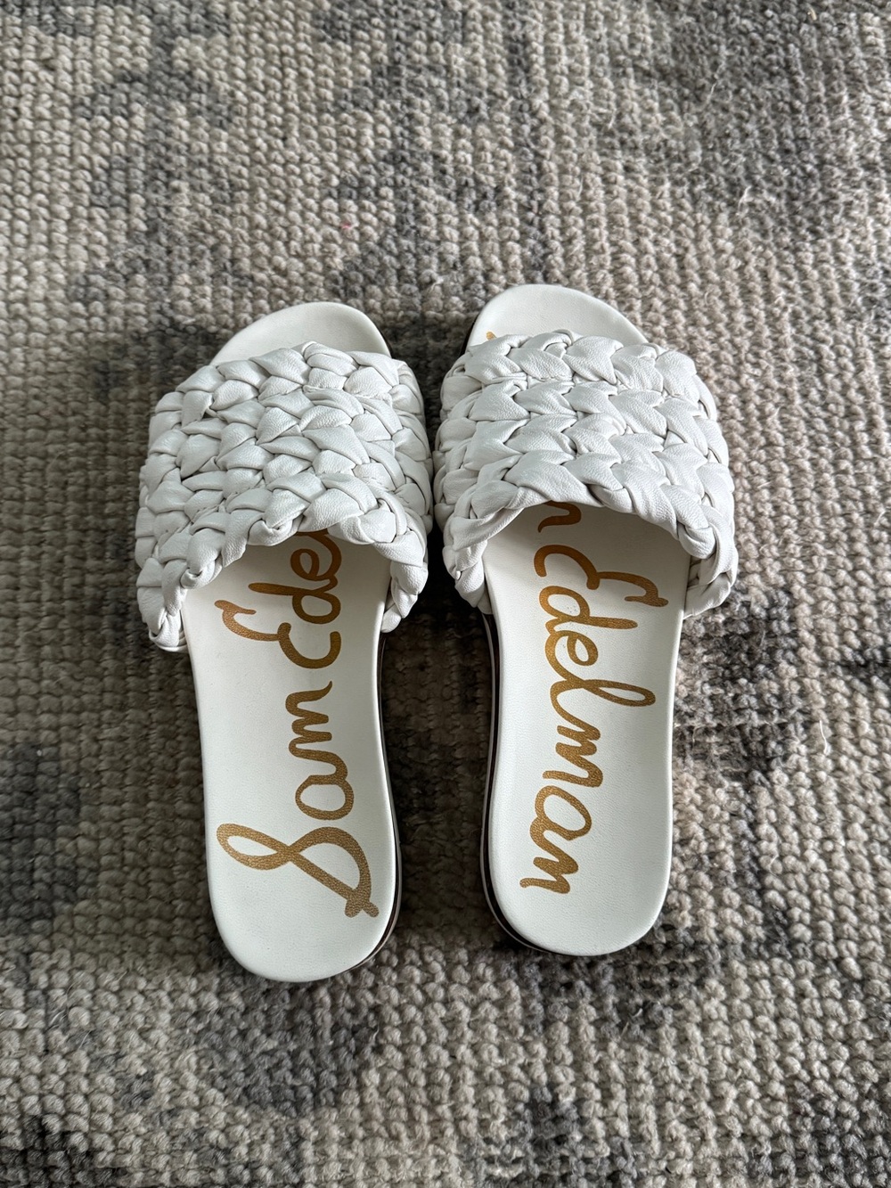 Sam Edelman White Braided Slide Sandals
